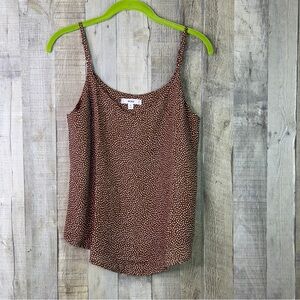 Mine Size Small Brown Adjustable Spaghetti Strap Top With White Circular…